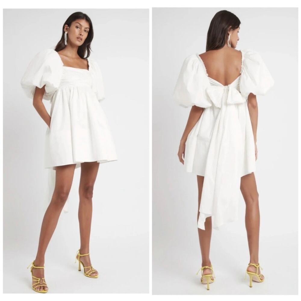 Aje Casabianca Puff Sleeve White Mini Dress Size 2 US / 6 AU NWT - Picture 3 of 10